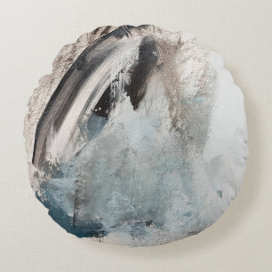Grey and Blue Abstract Art Painting.abstract,art,g Round Cushion