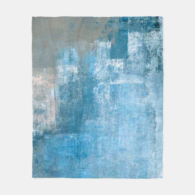 Grey and Blue Abstract Art Paintingabstract, paint Fleece Blanket (Front)