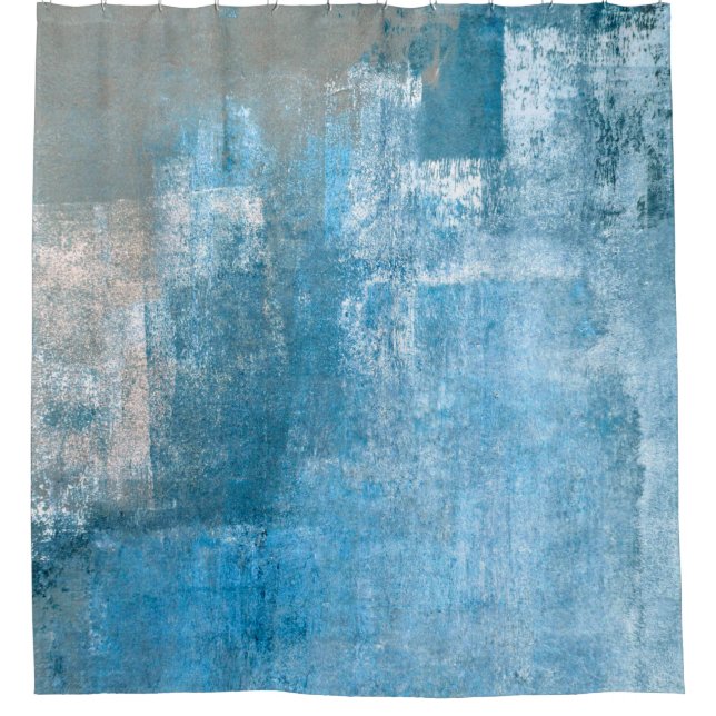 Grey and Blue Abstract Art Paintingabstract, paint Shower Curtain (Front)