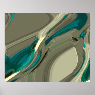 Grey and Blue Abstract Art Poster