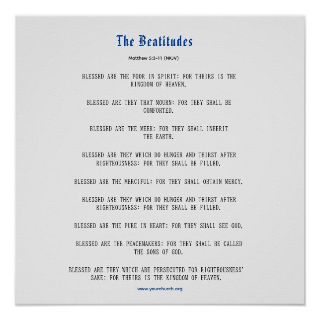 Grey and Blue Beatitudes Inspiration Poster (Front)