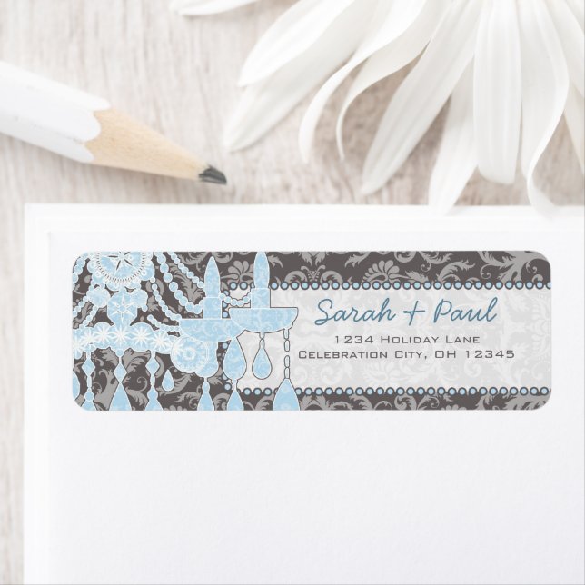 Grey and Blue Chandeliers Return Address Label (Insitu)