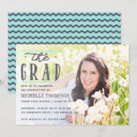 Grey and Blue Chevron Graduate Party photo