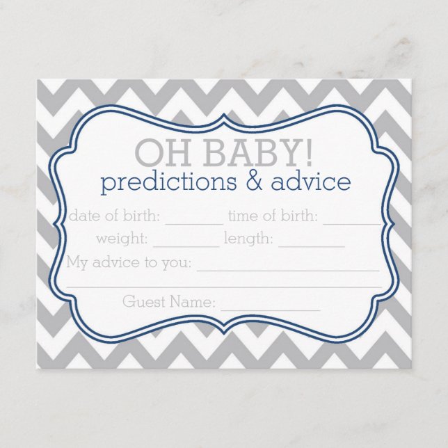 Grey and Blue Chevron Predictions & Advice Card (Front)