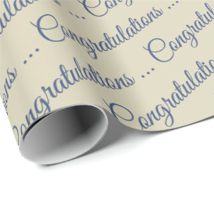 Grey and Blue Congratulations Designed Wrapping Paper