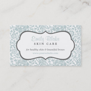 Grey and Blue Floral Damask Appointment Card