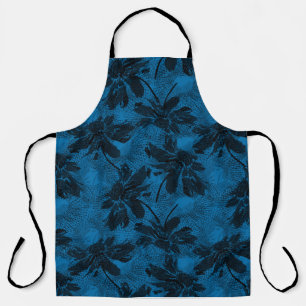 Grey and blue floral pattern. apron