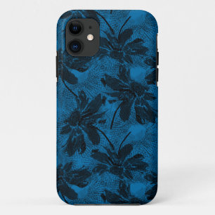 Grey and blue floral pattern. iPhone 11 case
