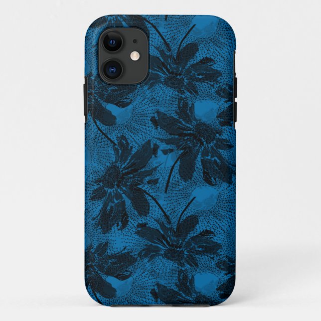 Grey and blue floral pattern. Case-Mate iPhone case (Back)