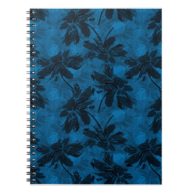Grey and blue floral pattern. notebook (Front)