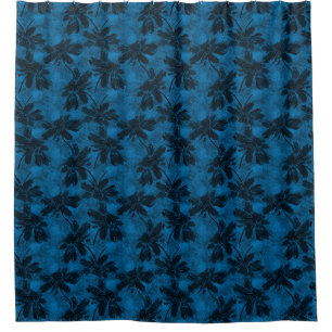 Grey and blue floral pattern. shower curtain