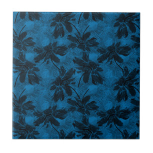 Grey and blue floral pattern. tile