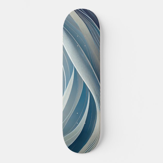 Grey and blue flowing lines  skateboard (Front)