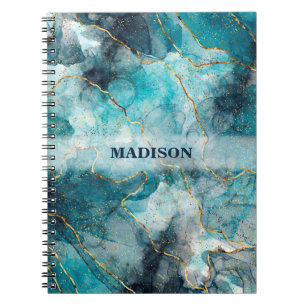 Grey And Blue Marble  Notebook