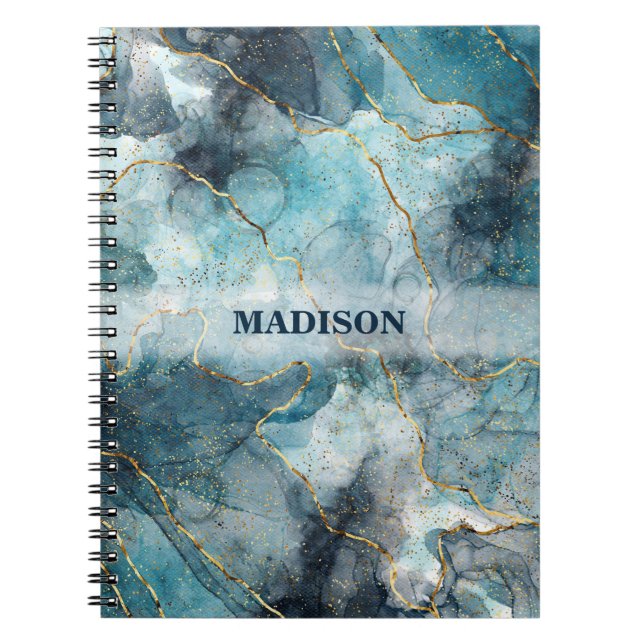 Grey And Blue Marble  Notebook (Front)