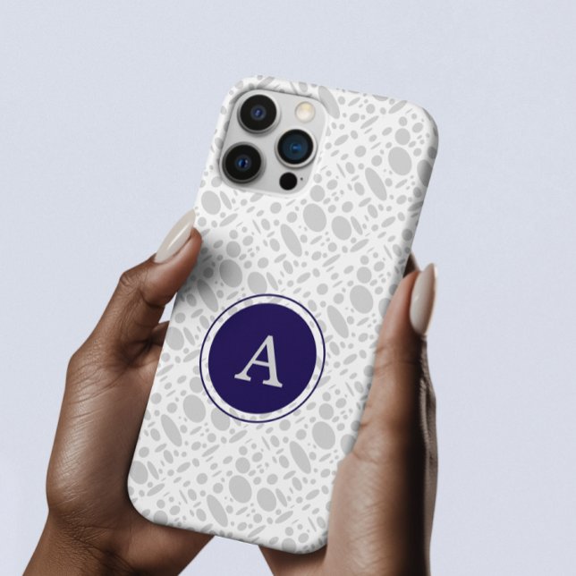 Grey and Blue Monogram Case-Mate iPhone Case (Creator Uploaded)