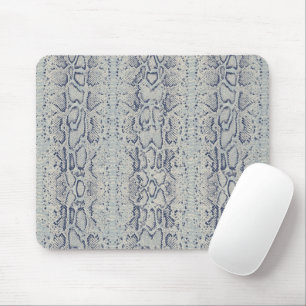 Grey and Blue Snake Skin Animal Print Mouse Mat