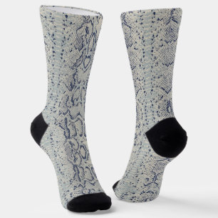 Grey and Blue Snake Skin Animal Print Socks