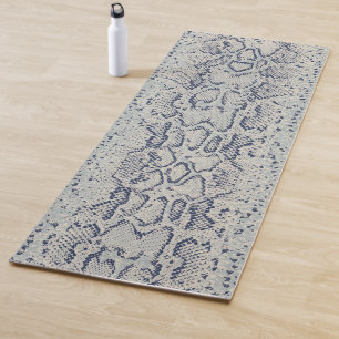 Grey and Blue Snake Skin Animal Print Yoga Mat