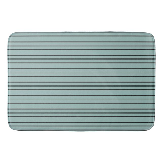 Grey and Blue Stripes   Bath Mat (Front)