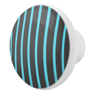 Grey and Blue Stripes Ceramic Knob