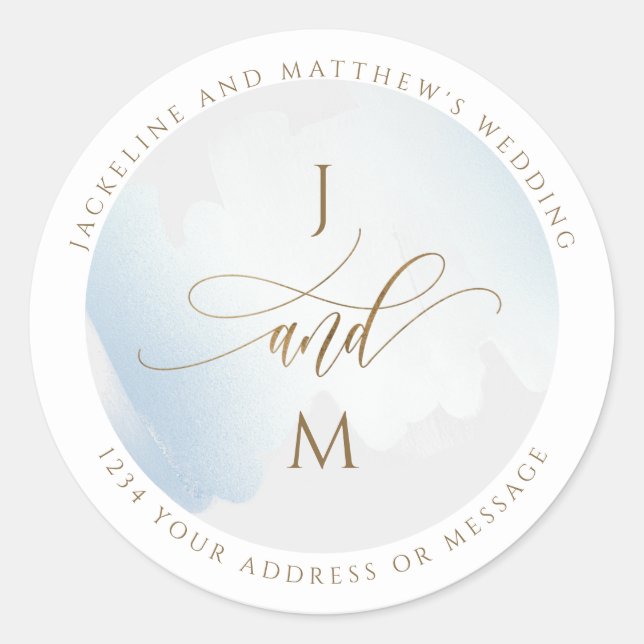 Grey and Blue Wedding Envelope Seal / Favour (Front)