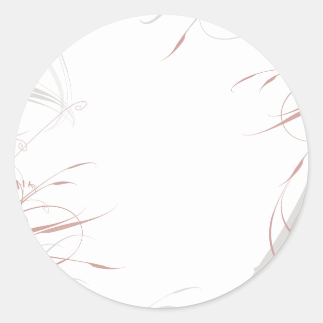 Grey and Blush Flourishes Minimalist Wedding Classic Round Sticker (Front)