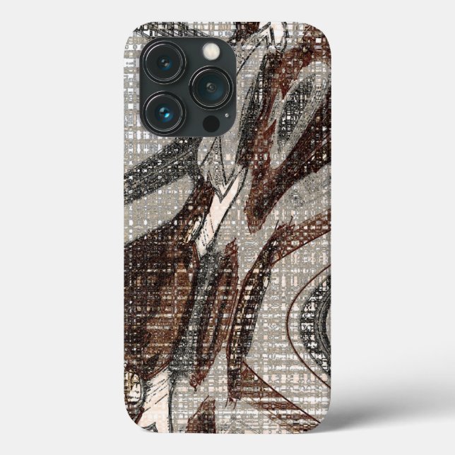 Grey and Brown Abstract Art Case-Mate iPhone Case (Back)