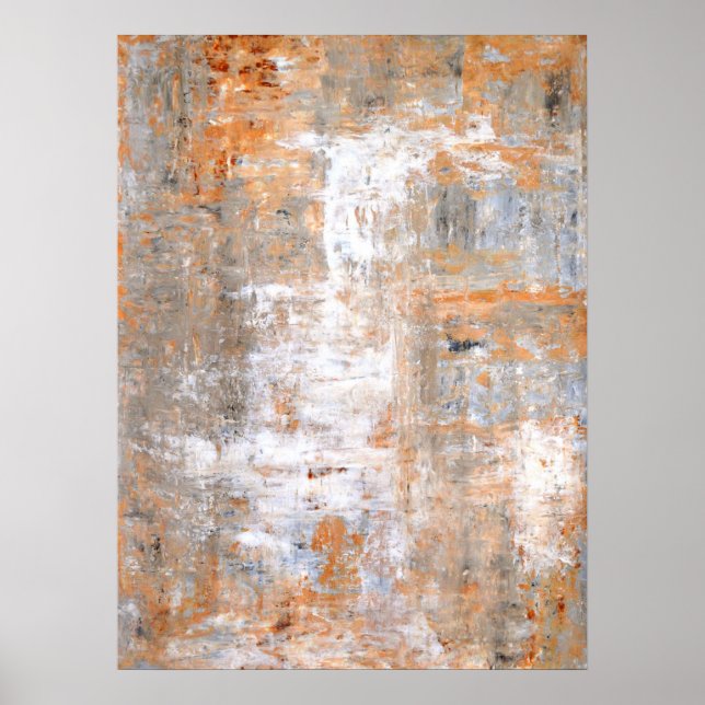 Grey and Brown Abstract Art Painting Poster (Front)