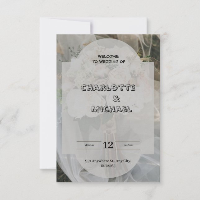 Grey And Brown Elegant Wedding Invitation (Front)