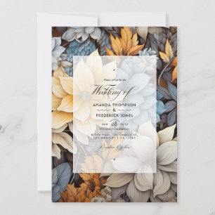 Grey and Brown Floral Wedding Invitation