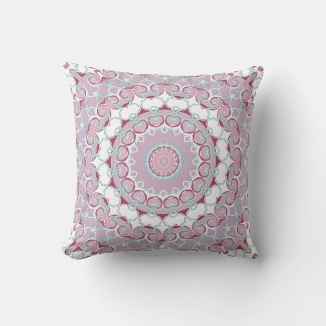 grey and brown, kaleidoscope, ornament, rustic cushion (Front)
