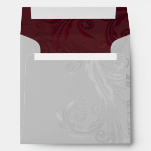 Grey and Burgundy Flourish Custom Wedding Envelope