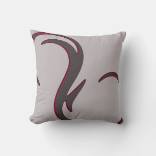 Grey and Burgundy Modern Elegant Abstract Swirl Cushion