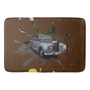 Grey And Burgundy Vintage Classic Car, Bath Mat