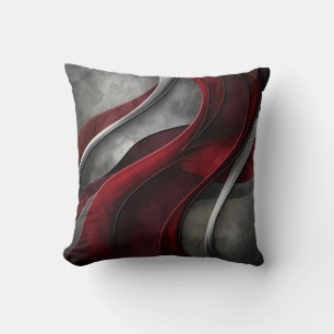 Grey and Burgundy Wine Abstract Art  Cushion