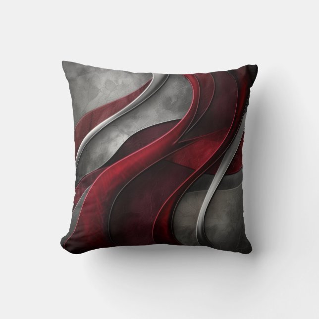 Grey and Burgundy Wine Abstract Art  Cushion (Front)