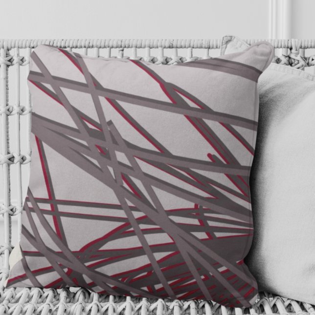 Grey and Burgundy Wine Modern Elegant Abstract Cushion (Creator Uploaded)