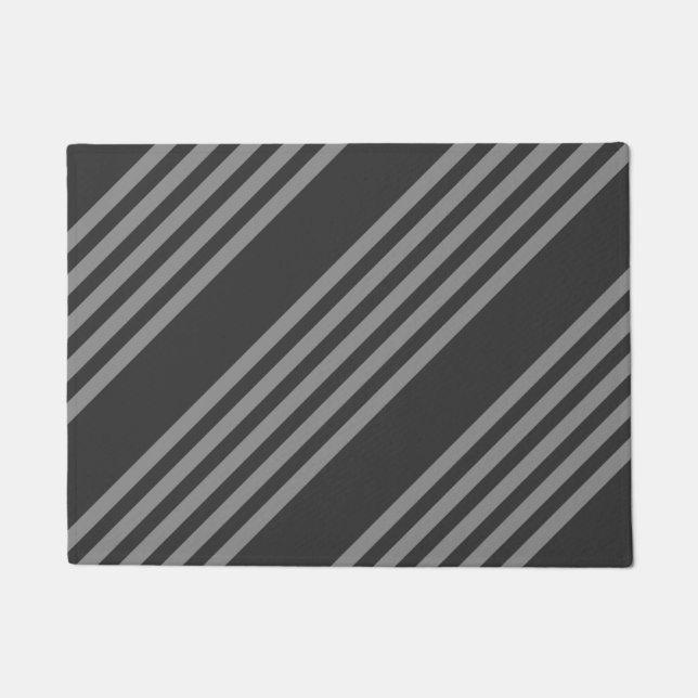 Grey and charcoal five stripes pattern doormat (Front)