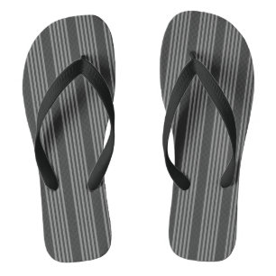 Grey and charcoal five stripes pattern flip flops