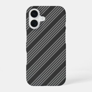 Grey and charcoal five stripes pattern iPhone 16 case