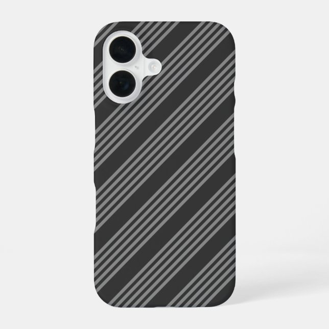Grey and charcoal five stripes pattern iPhone 16 case (Back)