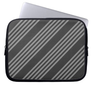 Grey and charcoal five stripes pattern laptop sleeve