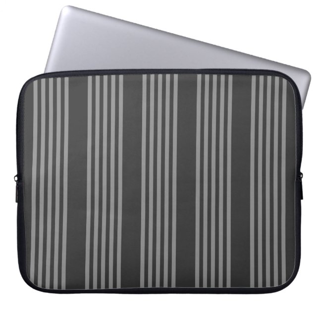 Grey and charcoal five stripes pattern laptop sleeve (Front)