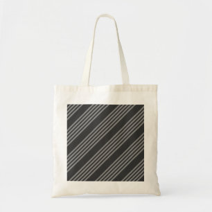 Grey and charcoal five stripes pattern tote bag