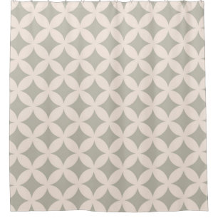 Grey and Cream Geocircles Pattern Design Shower Curtain