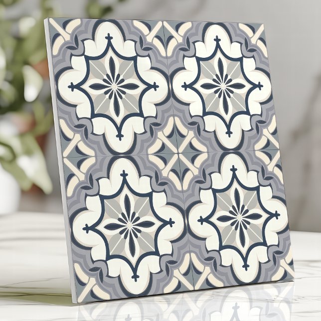 Grey and Cream Geometric Floral Tile (Creator Uploaded)