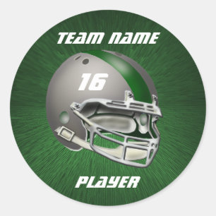 Grey and Dark Green Football Helmet Classic Round Sticker
