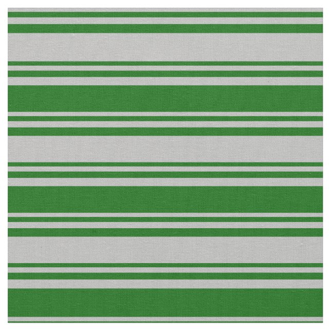 Grey and Dark Green Lined Pattern Fabric (Close Up)