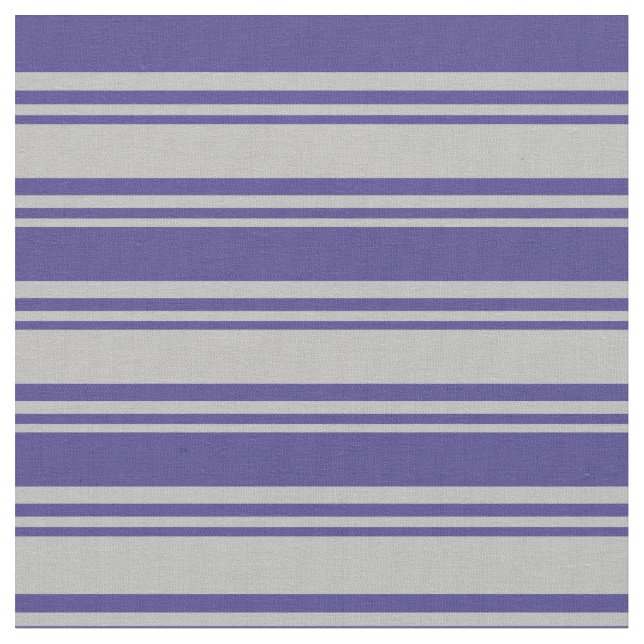Grey and Dark Slate Blue Pattern of Stripes Fabric (Close Up)
